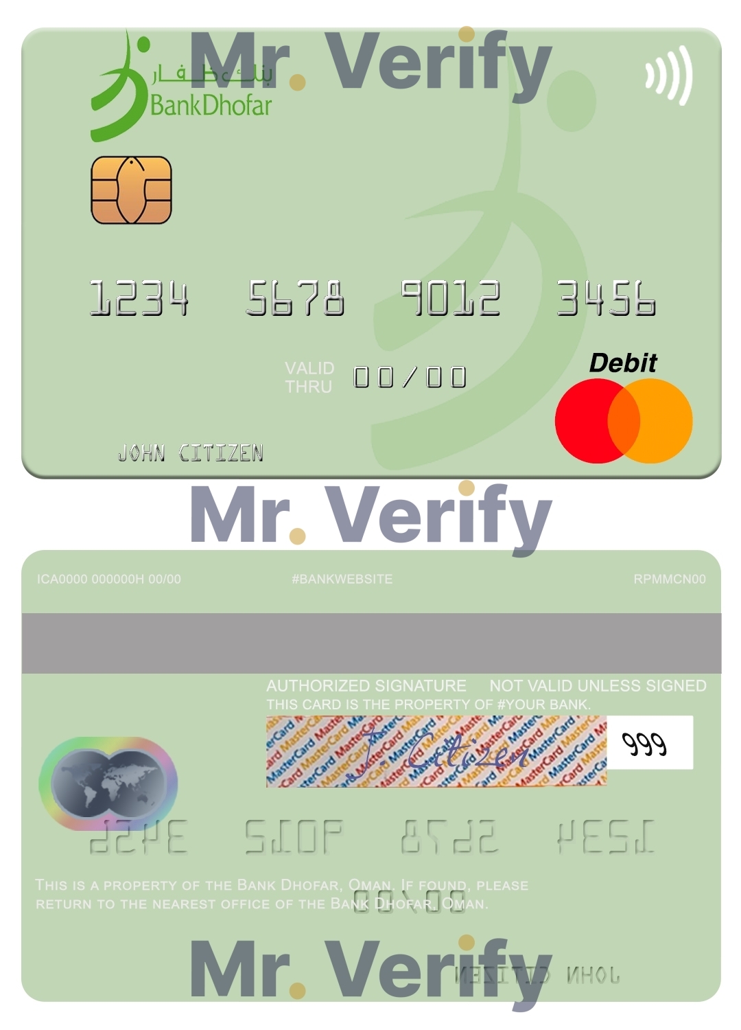 Editable Oman Bank Dhofar mastercard Templates in PSD Format