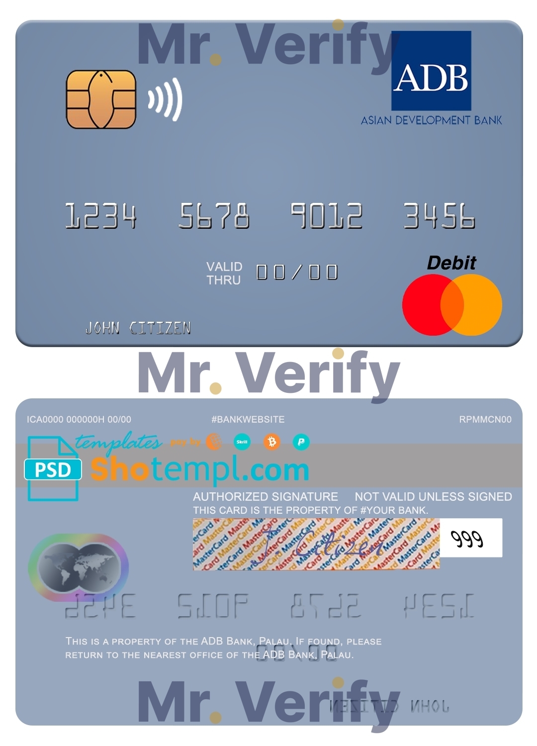 Editable Palau ADB Bank mastercard Templates in PSD Format