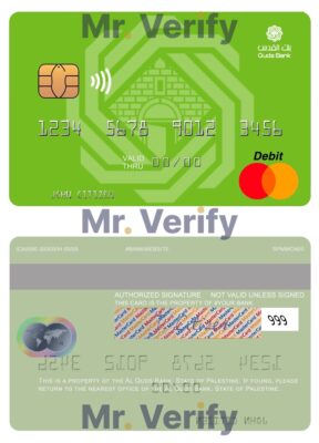Editable Palestine Al Quds Bank mastercard Templates in PSD Format