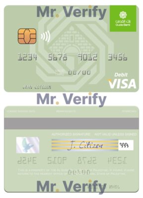 Editable Palestine Al Quds Bank visa debit card Templates in PSD Format