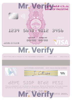 Editable Palestine Bank of Palestine visa debit card Templates in PSD Format