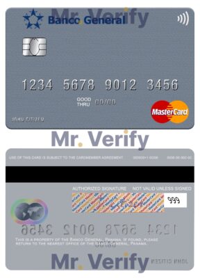 Editable Panama Banco General mastercard credit card Templates in PSD Format