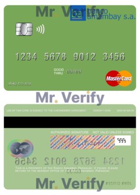 Editable Paraguay Banco Amambay mastercard credit card Templates in PSD Format