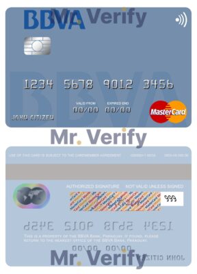 Editable Paraguay Banco BBVA mastercard credit card Templates in PSD Format