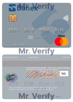 Editable Peru Banco Banex mastercard credit card Templates in PSD Format