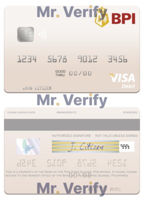 Editable Philippines Bank of the Philippine Islands visa debit card Templates in PSD Format