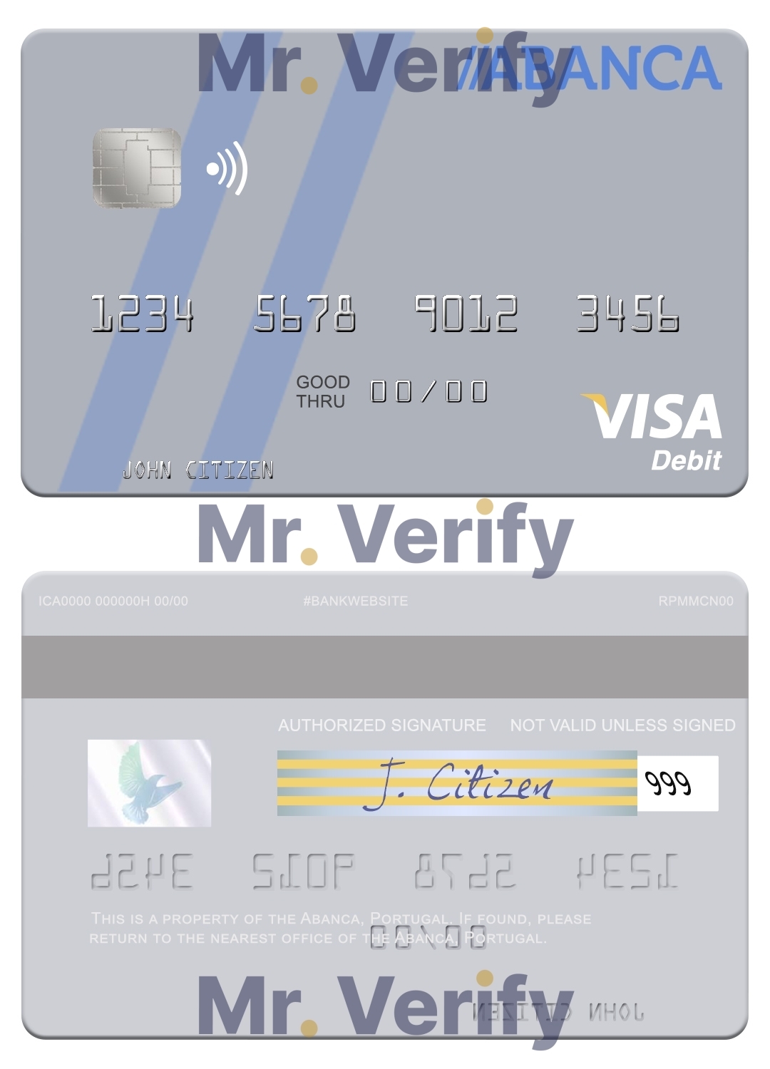 Editable Portugal Abanca visa debit card Templates in PSD Format