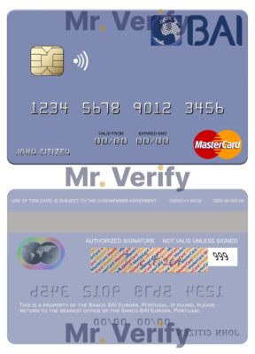 Editable Portugal Banco BAI Europa mastercard Templates in PSD Format