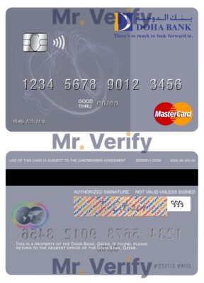 Editable Qatar Doha Bank mastercard Templates in PSD Format