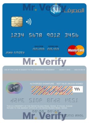 Editable Qatar Islamic Bank mastercard Templates in PSD Format