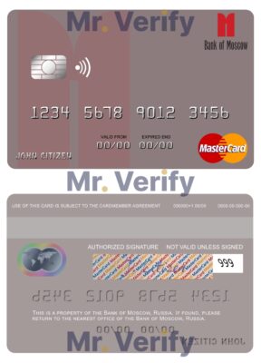 Editable Russia Bank of Moscow mastercard Templates in PSD Format