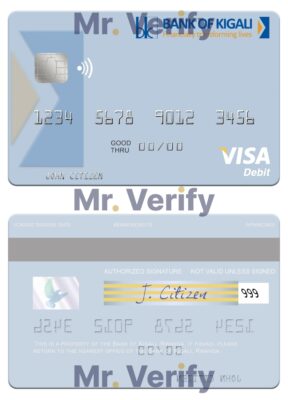 Editable Rwanda Bank of Kigali visa debit card Templates in PSD Format