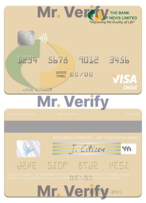 Editable Saint Kitts and Nevis Bank of Nevis visa debit card Templates in PSD Format