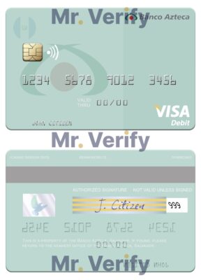 Editable Salvador Banco Azteca visa debit credit card Templates in PSD Format