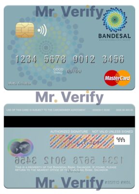 Editable Salvador Bandesal Bank mastercard credit card Templates in PSD Format