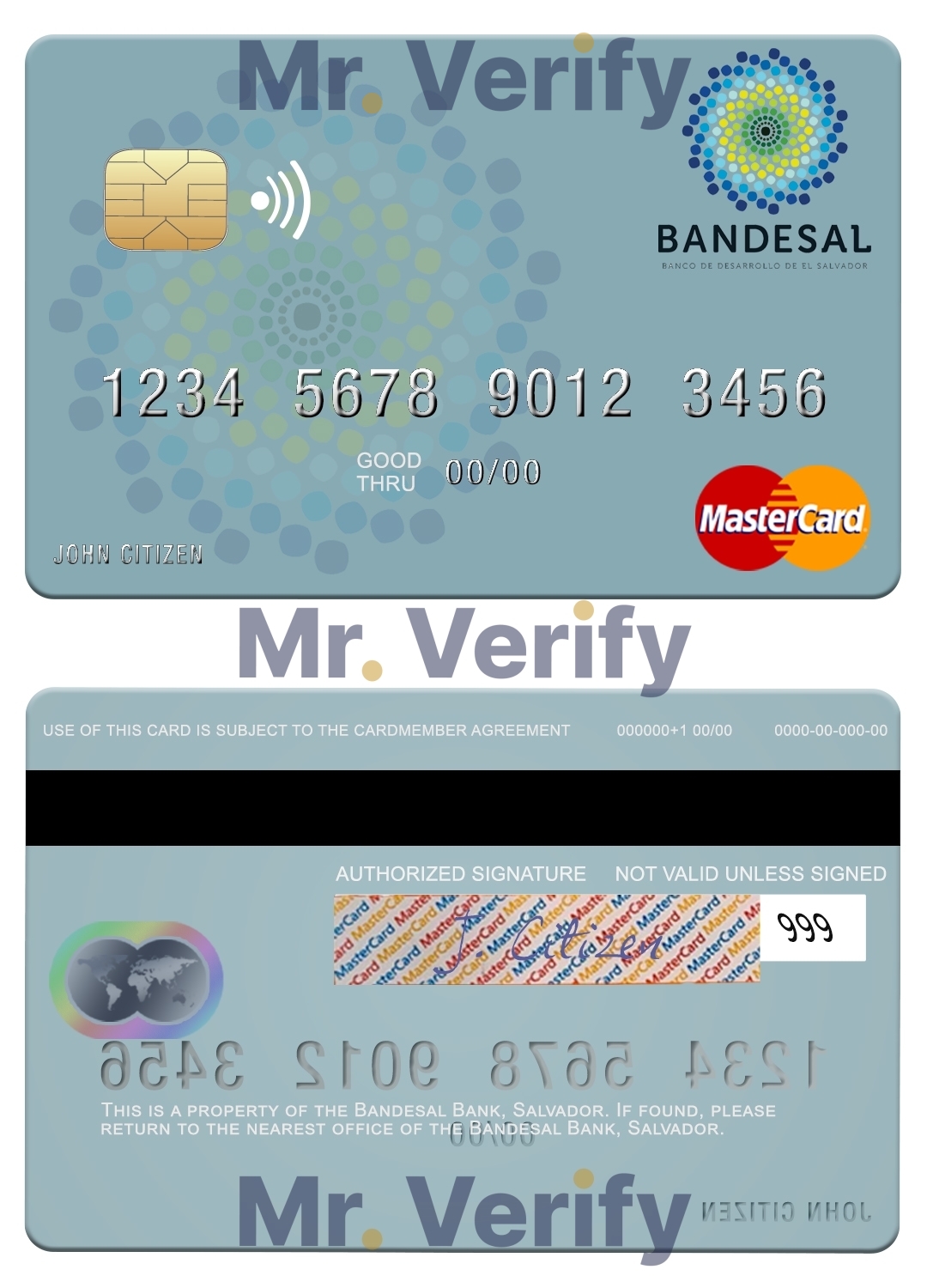 Editable Salvador Bandesal Bank mastercard credit card Templates in PSD Format