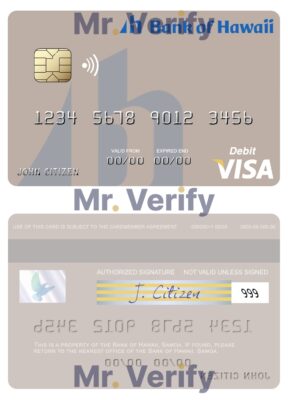 Editable Samoa Bank of Hawaii visa debit card Templates in PSD Format