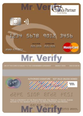 Editable San Marino Banca Partner mastercard Templates in PSD Format