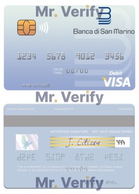 Editable San Marino Banca di San Marino visa debit card Templates in PSD Format