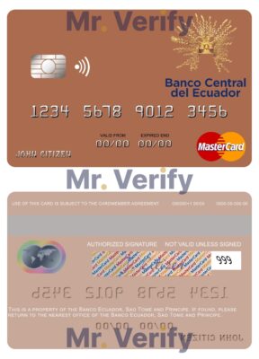 Editable Sao Tome and Principe Banco Ecuador mastercard Templates in PSD Format