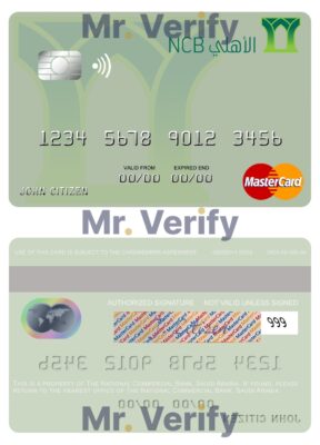Editable Saudi Arabia The National Commercial Bank mastercard Templates in PSD Format