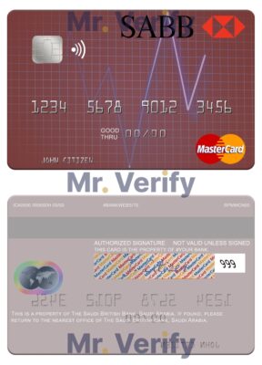 Editable Saudi Arabia The Saudi British Bank mastercard Templates in PSD Format
