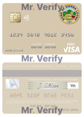 Editable Sierra Leone Bank of Sierra Leone visa debit card Templates in PSD Format