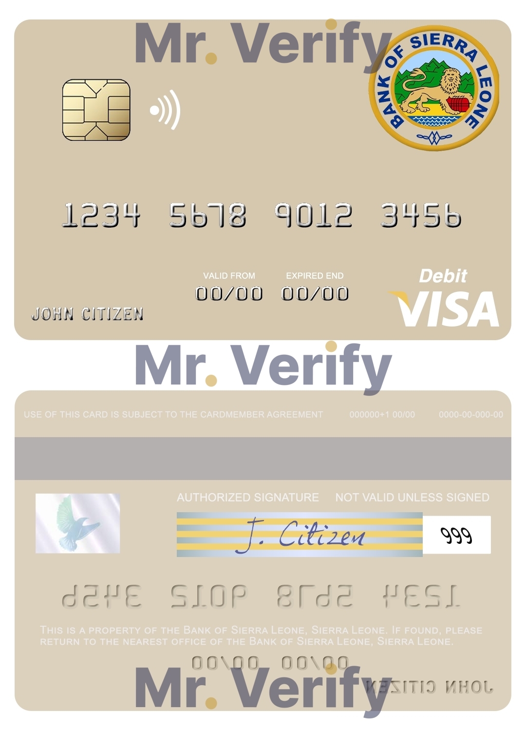 Editable Sierra Leone Bank of Sierra Leone visa debit card Templates in PSD Format