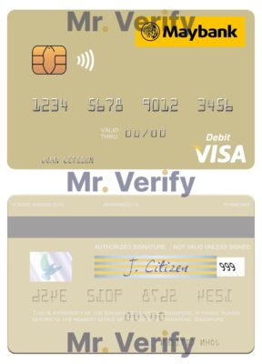Editable Singapore Maybank Singapore visa debit card Templates in PSD Format