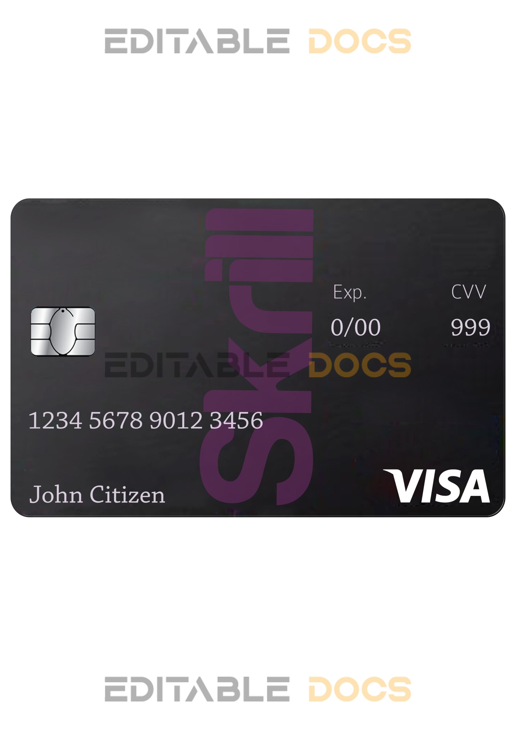 Editable Skrill Visa Debit card Templates in PSD Format