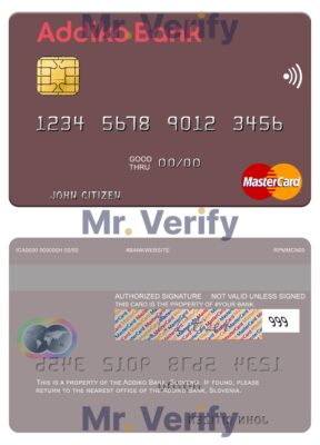 Editable Slovenia Addiko Bank mastercard Templates in PSD Format
