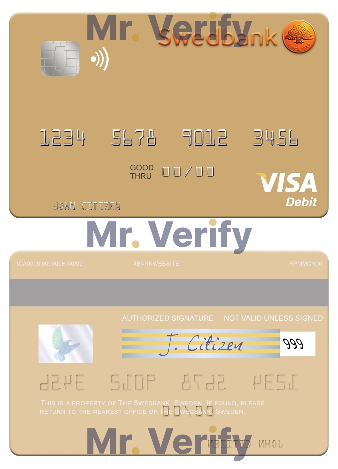 Editable Sweden Swedbank visa debit card Templates in PSD Format