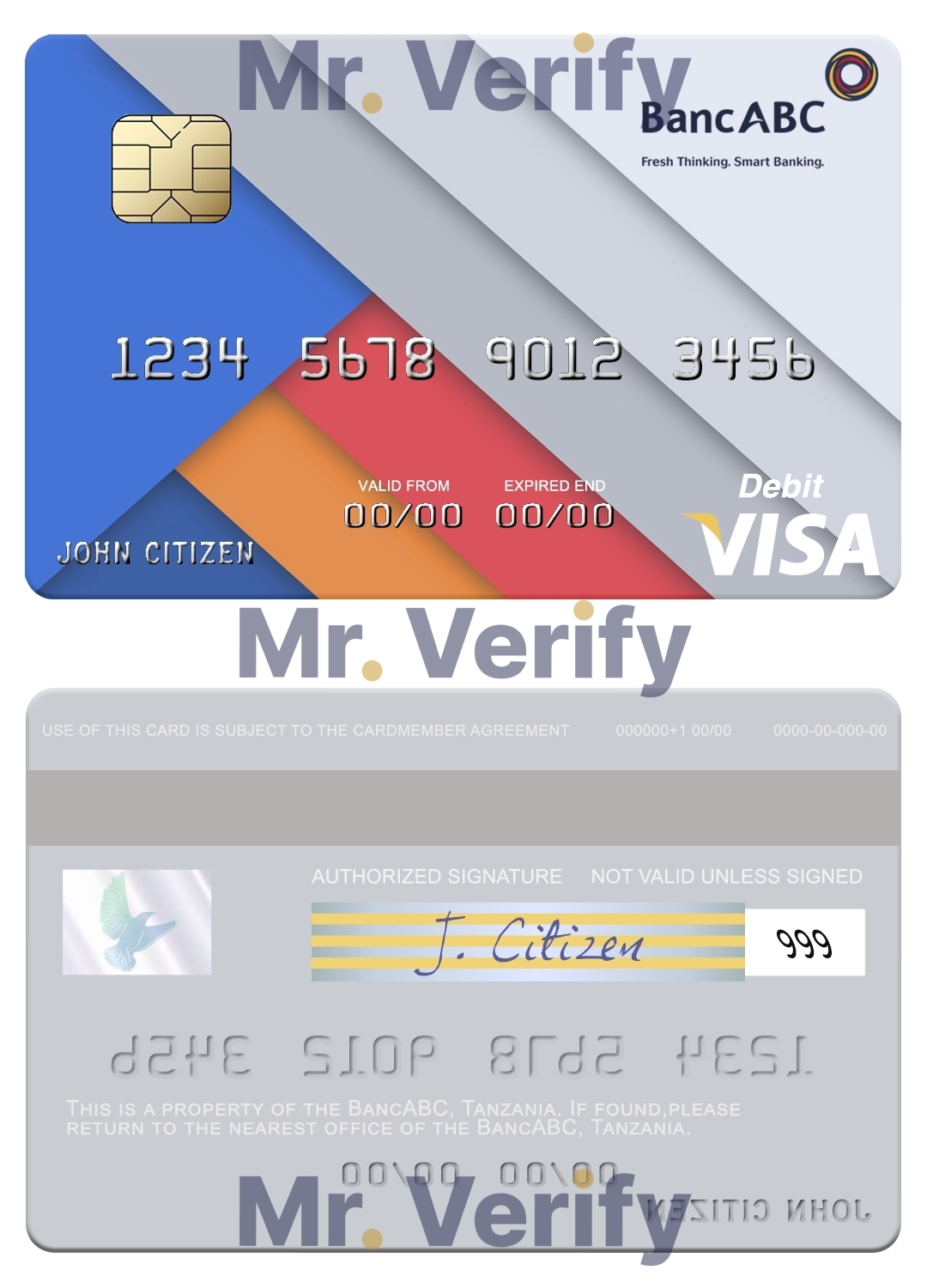 Editable Tanzania BancABC visa debit card Templates in PSD Format