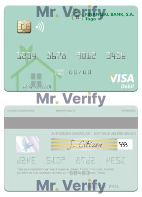 Editable Togo Financial Bank visa debit card Templates in PSD Format