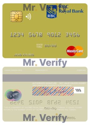 Editable Trinidad and Tobago RBC Royal Bank mastercard Templates in PSD Format