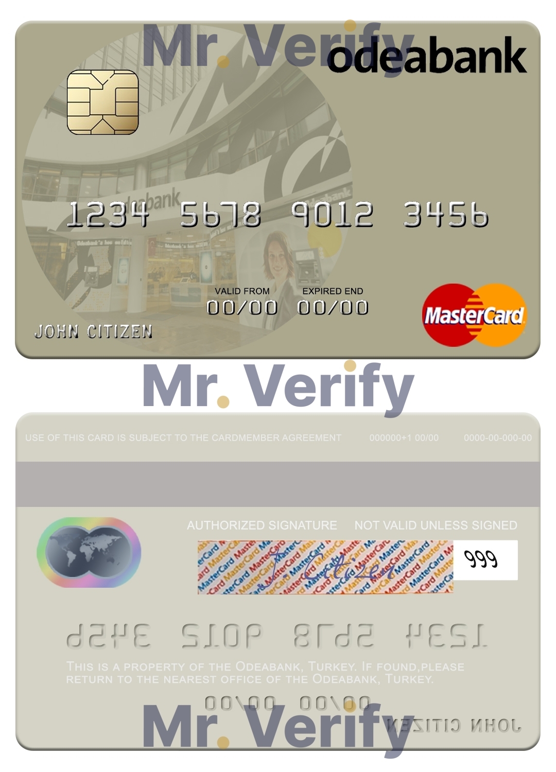 Editable Turkey Odeabank mastercard Templates in PSD Format