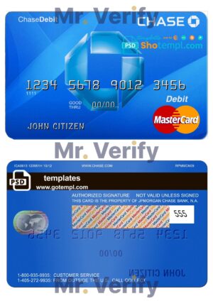 USA Editable Templates 14 Editable USA Chase bank MasterCard Debit card Templates in PSD Format