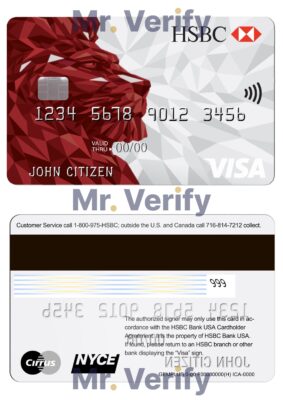 Editable USA HSBC Bank Visa Credit Card Templates in PSD Format
