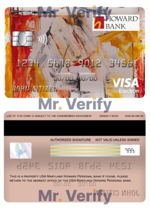 USA Editable Templates 12 Editable USA Maryland Howard Personal bank visa electron card Templates in PSD Format