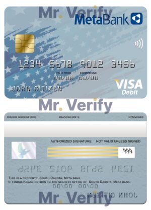 USA Editable Templates 14 Editable USA South Dakota Metabank visa card Templates in PSD Format
