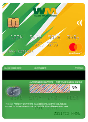Editable USA Waste Management bank mastercard Templates in PSD Format