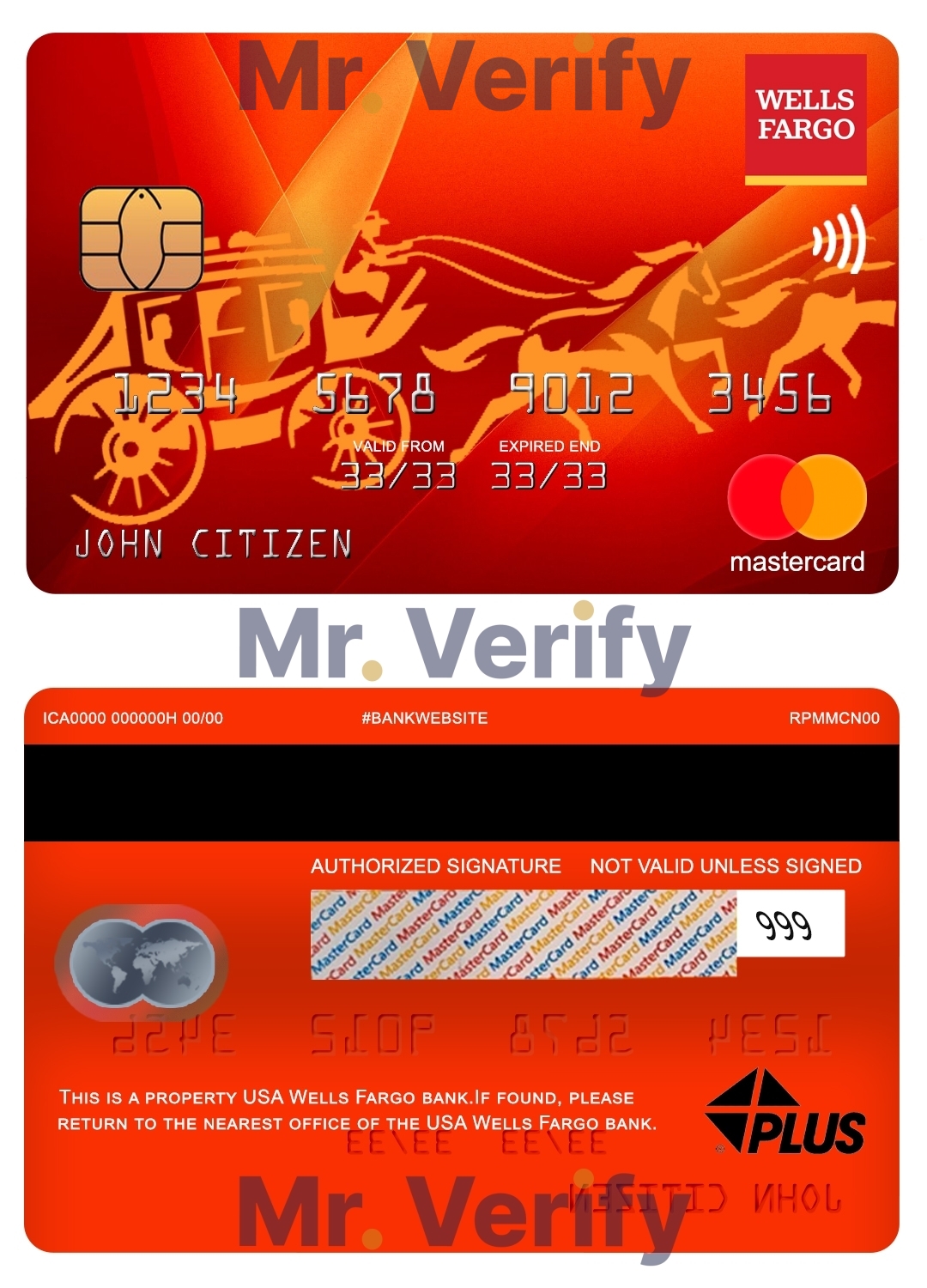 Editable USA Wells Fargo bank mastercard Templates in PSD Format