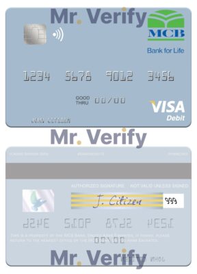 Editable United Arab Emirates MCB Bank visa debit card Templates in PSD Format