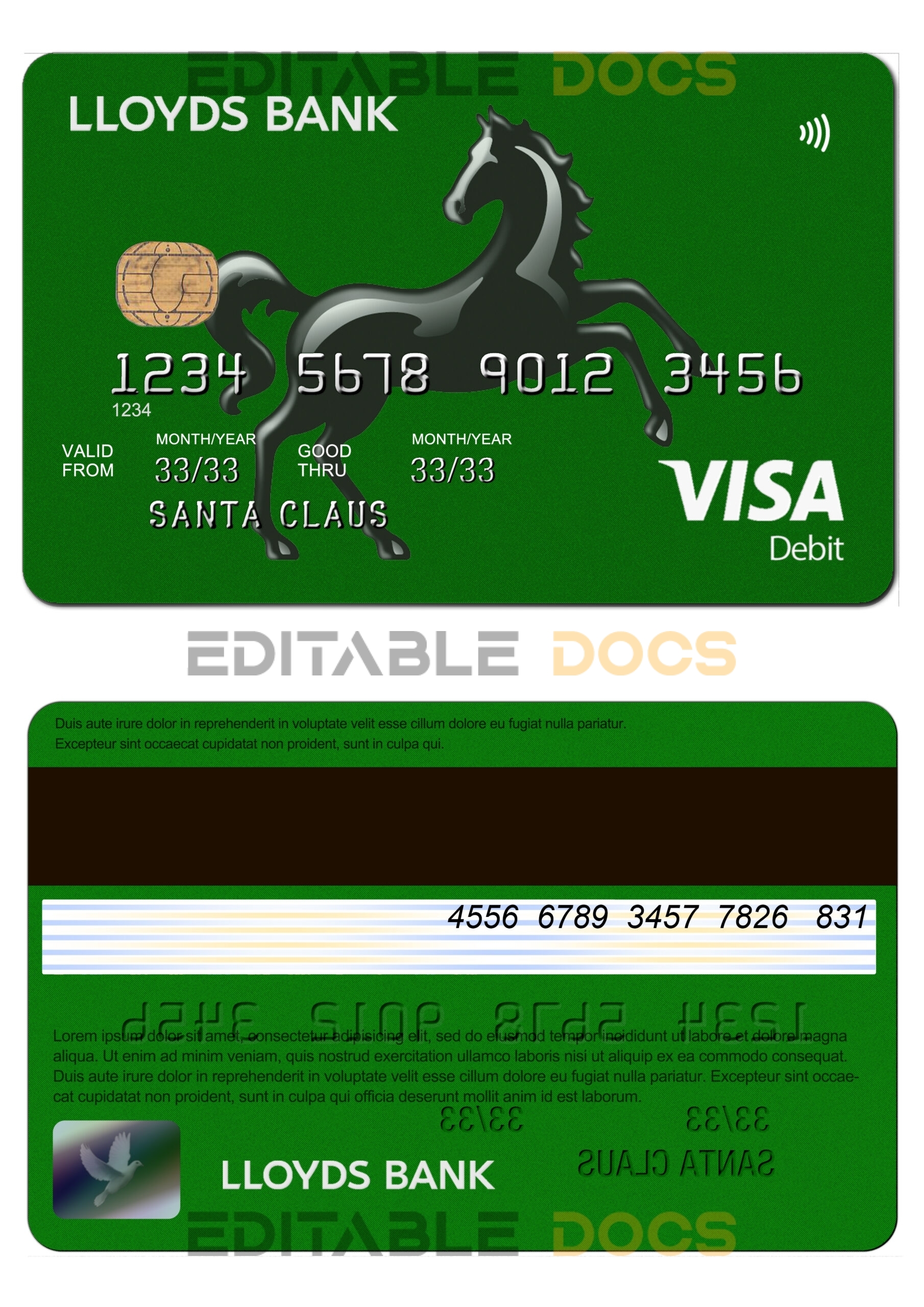 Editable United Kingdom Lloyds credit card Templates in PSD Format