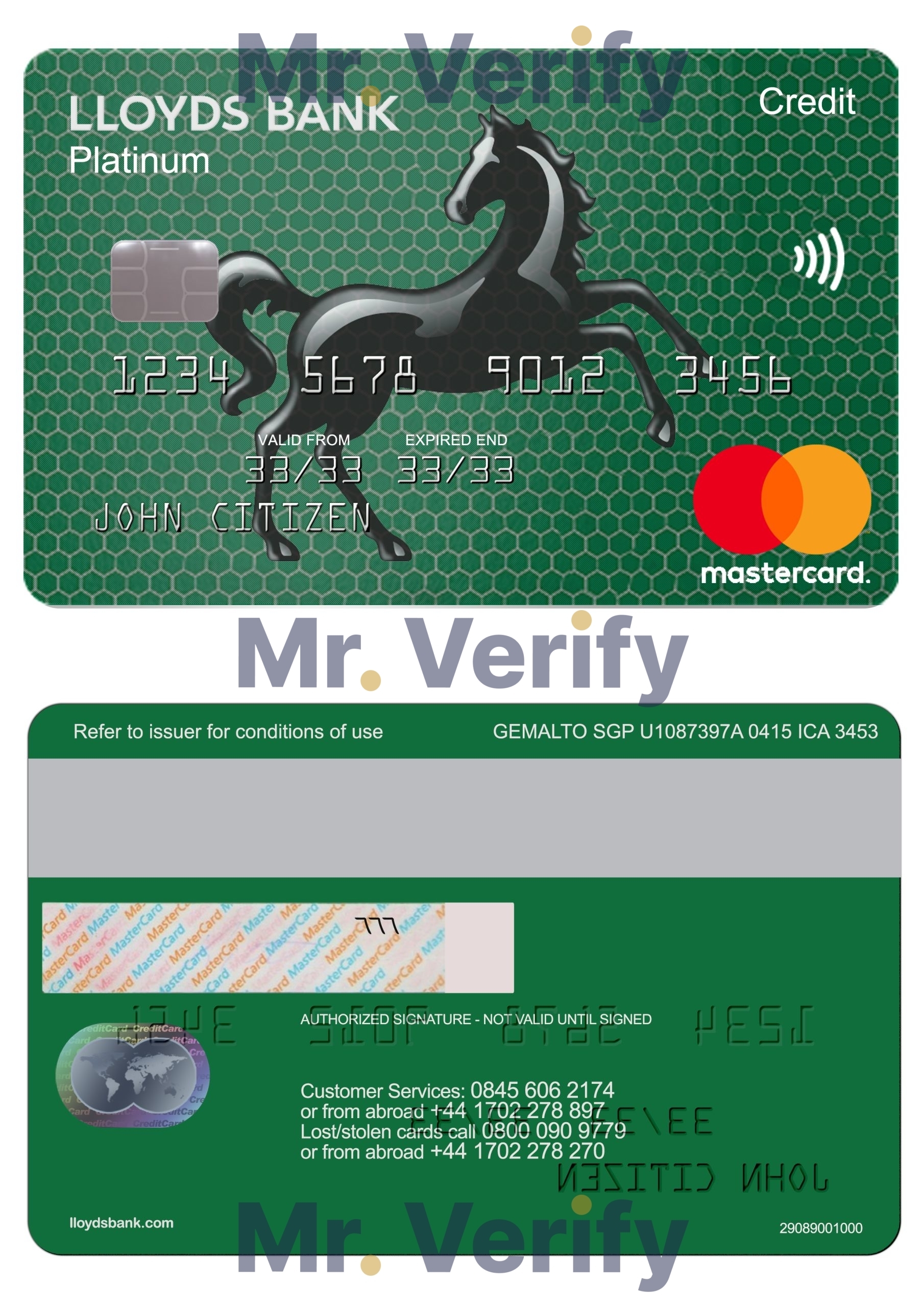 Editable United Kingdom Lloyds platinum mastercard Templates in PSD Format