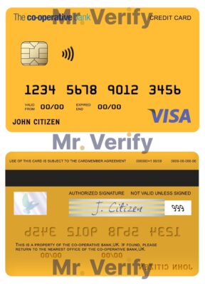 Editable United Kingdom The Co-operative bank visa credit card Templates in PSD Format