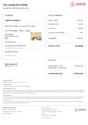 Editable Egypt Hotel Booking Form Template | Fillable PDF