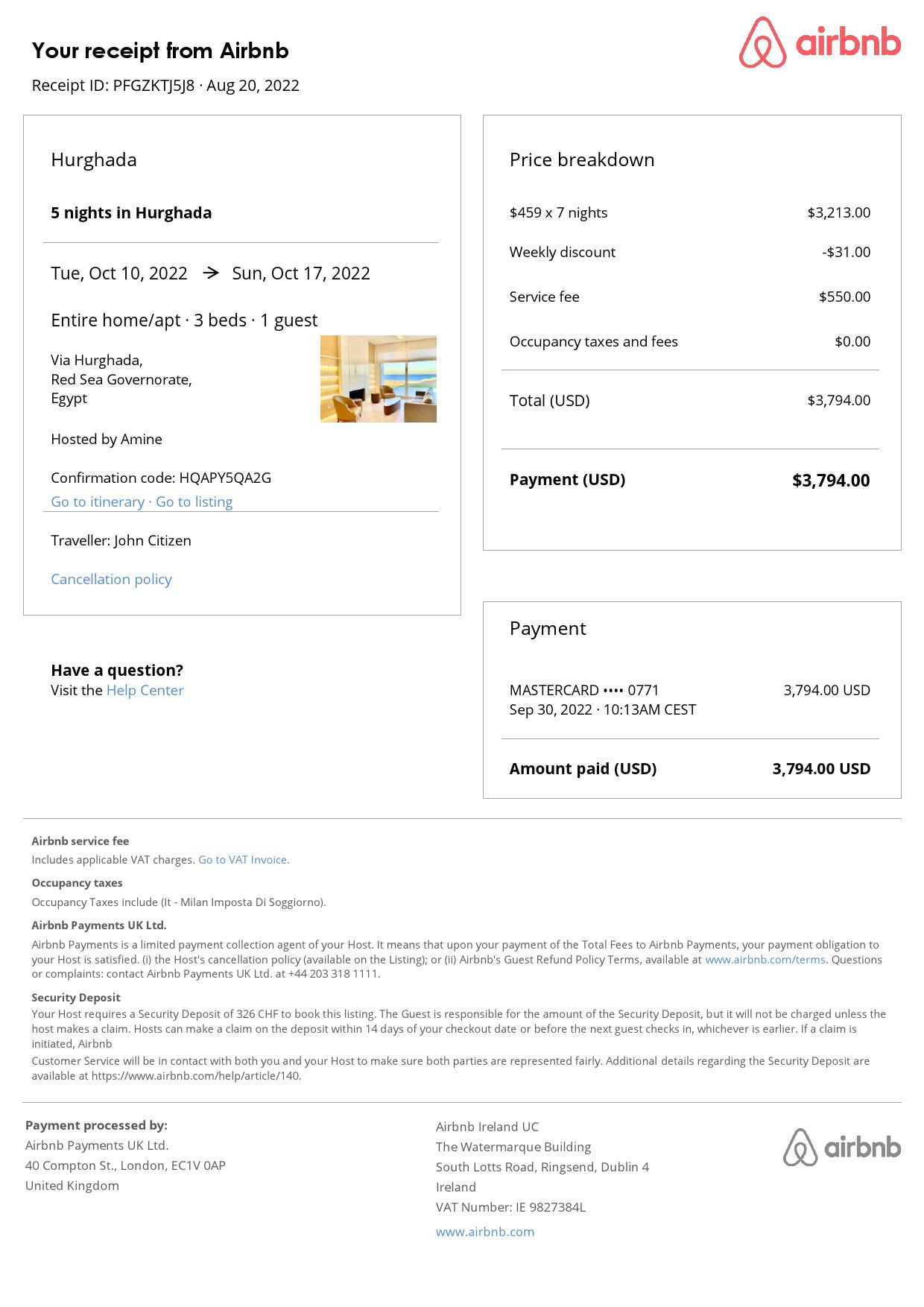 Editable Egypt Hotel Booking Form Template | Fillable PDF