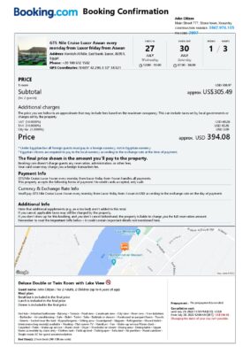 Customizable Egypt Airbnb Reservation Template | Word & PDF Formats