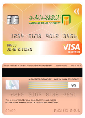 Editable Egypt National Bank visa electron card Templates